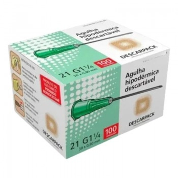 AGULHA COL MULT VACUO 25X0,80 C/ 100UN (VERDE) - DESCARPACK