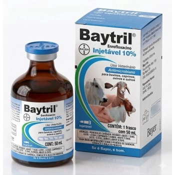 Baytril Injetável 10% Enrofloxacino Antibiótico 50ml Elanco