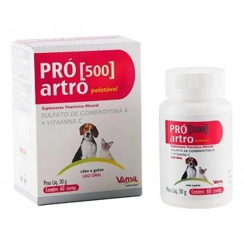 Pro Artro 500 Suplemento Vitamínico e Mineral 60 Comp Vansil | VETSHOP