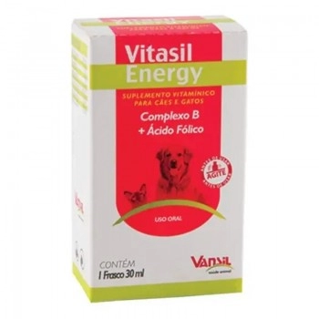 Vitasil Energy Suplemento Vitamínico Para Cães e Gatos 30ml Vansil
