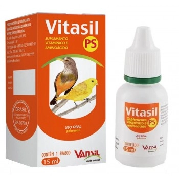 Vitasil PS Suplemento Vitamínico Para Pássaros 15ml - Vansil