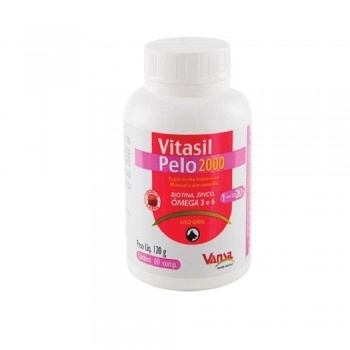 Vitasil Pelo 2000 Suplemento Vitamínico Para Cães e Gatos 120g 60 Comprimidos Vansil