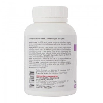 Vitasil Pelo 2000 Suplemento Vitamínico Para Cães e Gatos 120g 60 Comprimidos Vansil