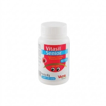 Vitasil Senior Suplemento Vitamínico Para Cães e Gatos 60g 120 Comprimidos Vansil