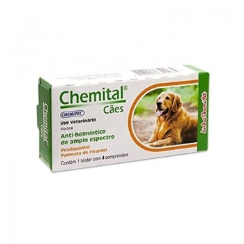 Chemital Vermífugo para Cães 10kg com 4 Comprimidos - Chemitec