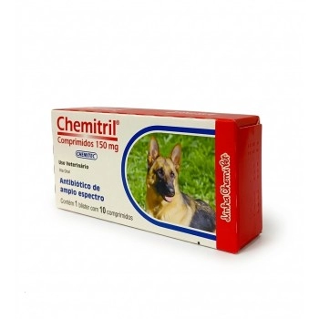 Chemitril Enrofloxacino Cães E Gatos 150mg Com 10 Comprimidos - Chemitec