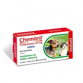 Chemitril Enrofloxacino Cães E Gatos 50mg com 10 Comprimidos - Chemitec
