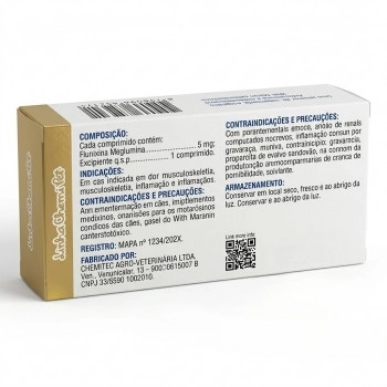 Flunixin Anti-Inflamatório 5mg Para Cães Com 10 Comprimidos - Chemitec