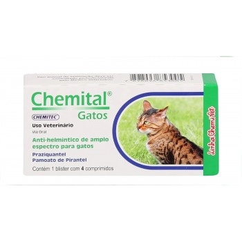 Chemital Vermífugos para Gatos com 4 Comprimidos - Chemitec