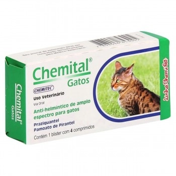 Chemital Vermífugos para Gatos com 4 Comprimidos - Chemitec