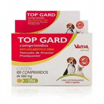 Top Gard Vermífugo Para Cães e Gatos 660mg 100 Comprimidos - Vansil