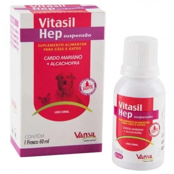 Vitasil Hep Suspensão Suplemento Alimentar Para Cães e Gatos 60ml Vansil