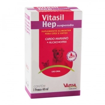Vitasil Hep Suspensão Suplemento Alimentar Para Cães e Gatos 60ml Vansil
