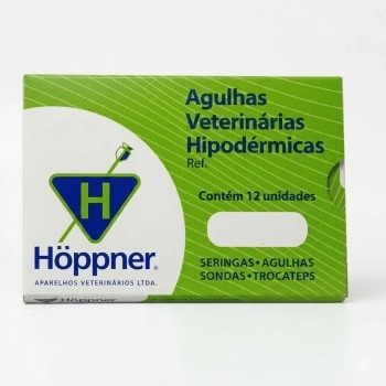 Agulha Hipodérmica Veterinária 15x2,0mm com 12 Unidades Hoppner