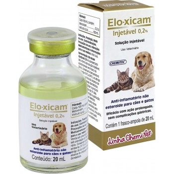 Elo-Xicam Injetável 0,2% Anti-Inflamatório Para Cães e Gatos 20mL - Chemitec