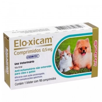Elo-xicam Anti-Inflamatório para Cães e Gatos 0,5g com 10 Comprimidos - Chemitec
