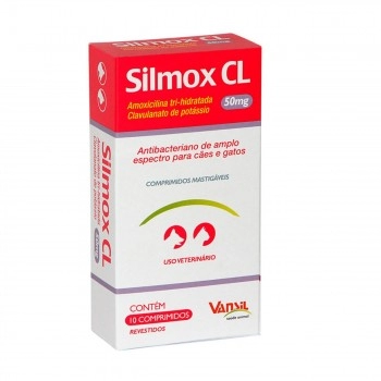 Silmox CL Antibiótico Para Cães e Gatos 50mg 10 Comprimidos - Vansil