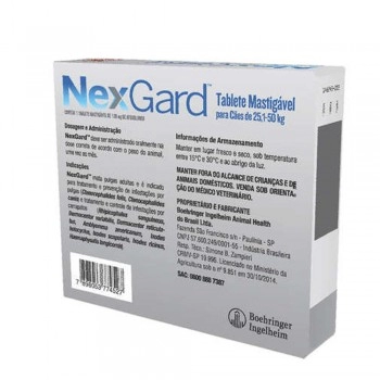 Nexgard Antipulgas e Carrapatos para Cães 25,1 Ate 50kg 1 Tablete - Boehringer