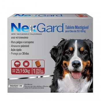 Nexgard Antipulgas e Carrapatos para Cães 25,1 Ate 50kg 1 Tablete - Boehringer