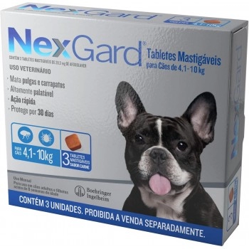 Nexgard Antipulgas E Carrapatos Cães 4,1 A 10kg com 3 Comprimidos - Boehringer