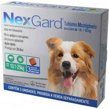 Nexgard Antipulgas E Carrapatos Cães 10,1 A 25kg com 3 Comprimidos - Boehringer