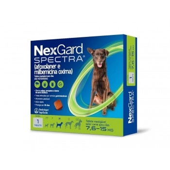NexGard Spectra Antipulgas e Vermífugo Cães 7,6kg a 15kg Tablete - Boehringer