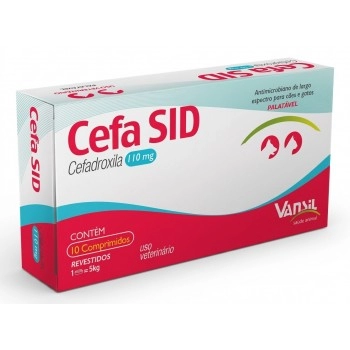 Cefa SID 110mg Antimicrobiano Cefadroxila para 5Kg 10 Comprimidos Vansil