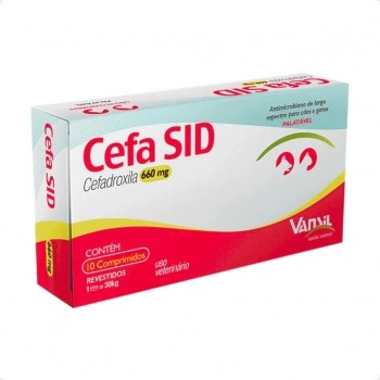 Cefa SID 660mg Antimicrobiano Cefadroxila para 30Kg 10 Comprimidos Vansil