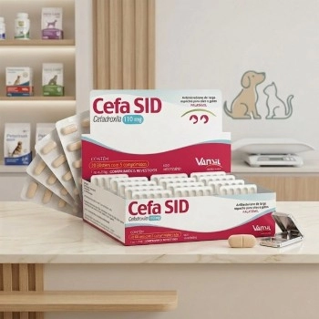 Cefa SID 110mg Antimicrobiano Cefadroxila para Cães e Gatos 5Kg 100 Comprimidos Vansil