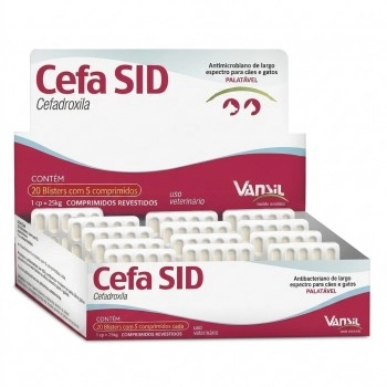 Cefa SID 440mg Antimicrobiano Cefadroxila para 20Kg 100 Comprimidos Vansil