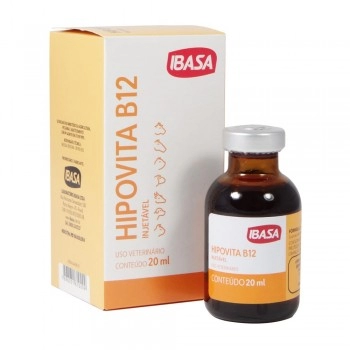 Hipovita B12 20ml Vitamina B12 Injetável para Bovinos Equinos e Cães - Ibasa
