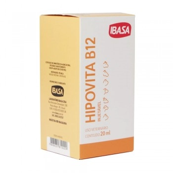 Hipovita B12 20ml Vitamina B12 Injetável para Bovinos Equinos e Cães - Ibasa