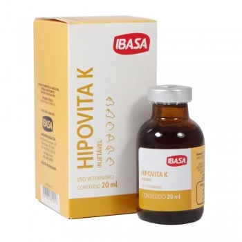 Hipovita K 20ml Vitamina K Injetável para Bovinos Equinos e Cães - Ibasa