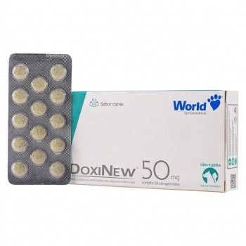 Doxinew 50mg Antibiótico Antimicrobiano Cães e Gatos 14 Comprimidos World