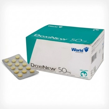 Doxinew 50mg Antibiótico Antimicrobiano Cães e Gatos 10 Blisters de 14 Comprimidos World
