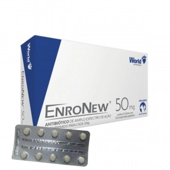 EnroNew 50mg Antibiótico para Cães e Gatos 15 Blisters com 10 Comprimidos World