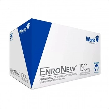 EnroNew 150mg Antibiótico para Cães e Gatos 10 Blisters com 10 Comprimidos World
