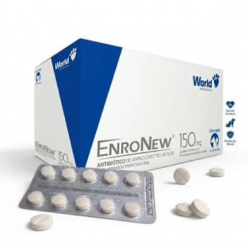 EnroNew 150mg Antibiótico para Cães e Gatos 10 Blisters com 10 Comprimidos World
