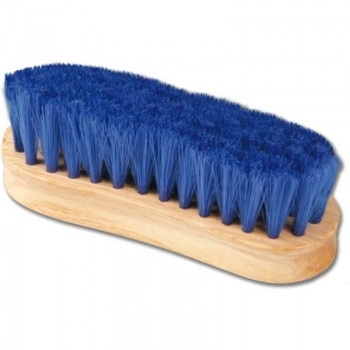 Escova para Cavalos com Cerda Dura 24,7x6cm Azul com Base de Madeira Agrozootec