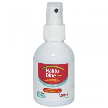 Hálito Dine Spray 100ml Antisséptico E Odorizante Oral Para Cães E Gatos - Vansil