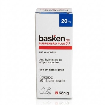 Vermífugo Basken Suspensão Plus 5 para Cães e Gatos 20ml Konig