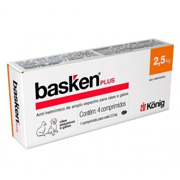 Vermífugo Basken Plus para Cães e Gatos 300mg 4 Comprimidos Konig