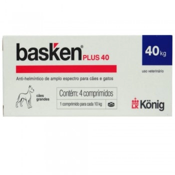 Vermífugo Basken Plus 40 para Cães 1100mg 4 Comprimidos Konig