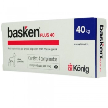 Vermífugo Basken Plus 40 para Cães 1100mg 4 Comprimidos Konig