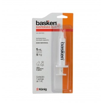 Vermífugo Basken Suspensão Plus 5 Cães e Gatos Dose Individual 1ml Konig