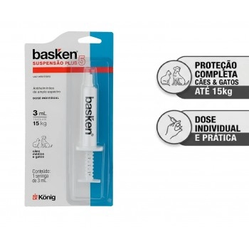 Vermífugo Basken Suspensão Plus 5 para Cães Dose Individual 3ml Konig