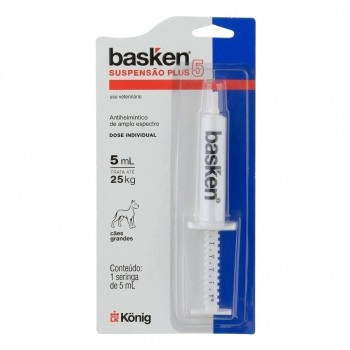 Vermífugo Basken Suspensão Plus 5 para Cães Dose Individual 5ml Konig