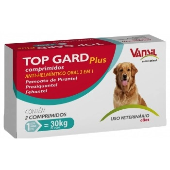 Top Gard Plus Vermífugo para Cães 1800mg 2 Comprimidos Vansil