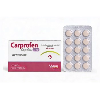Carprofen Anti-inflamatório Palatável Para Cães 75mg Vansil