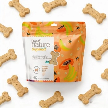Biscoitos Be Nature Cães Sabor Banana, Mamão, Aveia e Mel 150g - Organnact